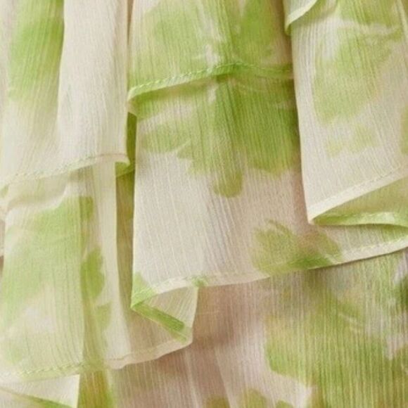 MISA LOS ANGELES Rumi One Shoulder Midi Dress Green White Honeydew Blossom Small - Picture 5 of 12